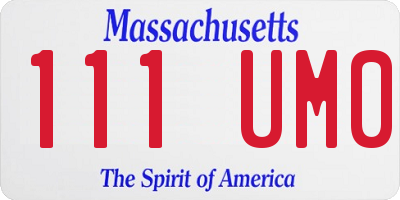 MA license plate 111UM0