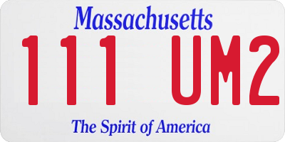 MA license plate 111UM2
