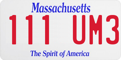 MA license plate 111UM3