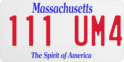 MA license plate 111UM4