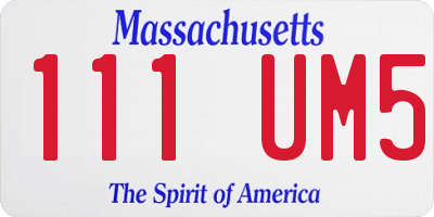 MA license plate 111UM5