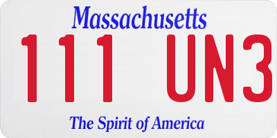 MA license plate 111UN3