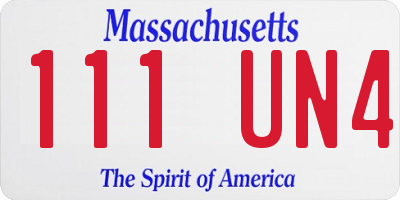 MA license plate 111UN4