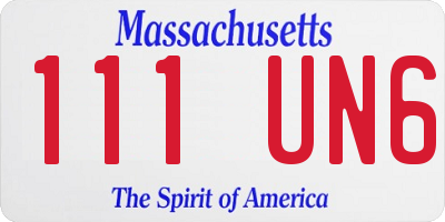 MA license plate 111UN6