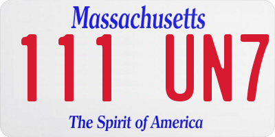 MA license plate 111UN7