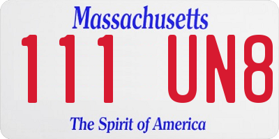 MA license plate 111UN8