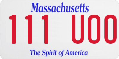 MA license plate 111UO0