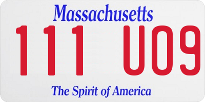 MA license plate 111UO9