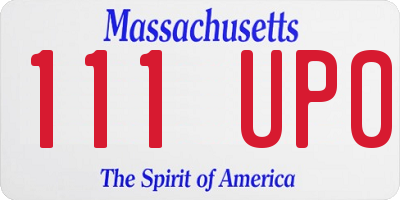 MA license plate 111UP0