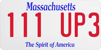 MA license plate 111UP3