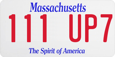 MA license plate 111UP7