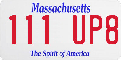 MA license plate 111UP8