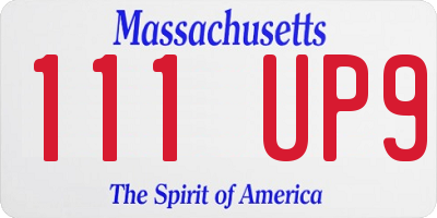 MA license plate 111UP9