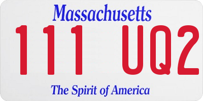 MA license plate 111UQ2