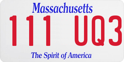 MA license plate 111UQ3