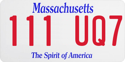 MA license plate 111UQ7