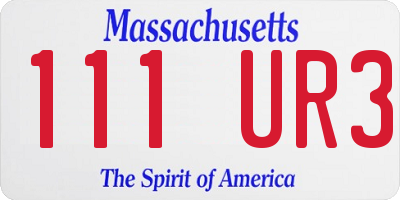 MA license plate 111UR3