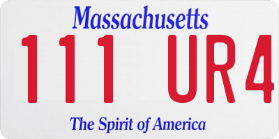 MA license plate 111UR4