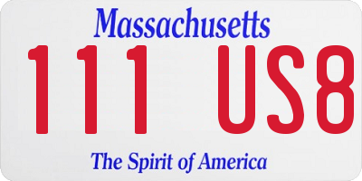 MA license plate 111US8