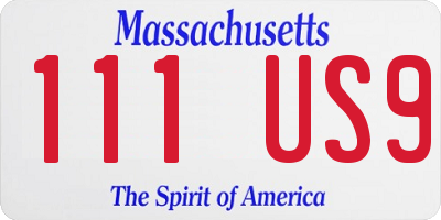MA license plate 111US9