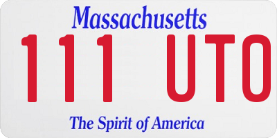 MA license plate 111UT0
