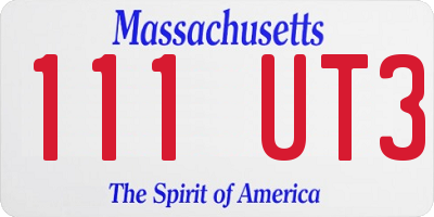 MA license plate 111UT3