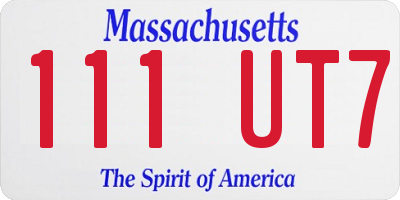 MA license plate 111UT7