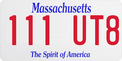 MA license plate 111UT8