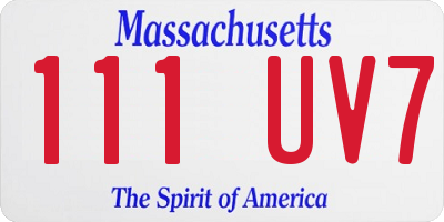 MA license plate 111UV7