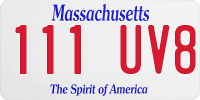 MA license plate 111UV8