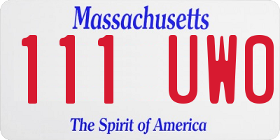 MA license plate 111UW0