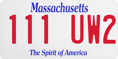 MA license plate 111UW2