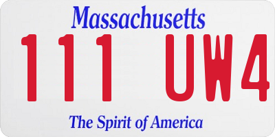 MA license plate 111UW4