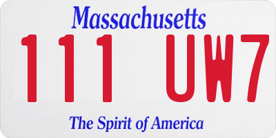 MA license plate 111UW7