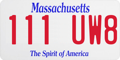 MA license plate 111UW8