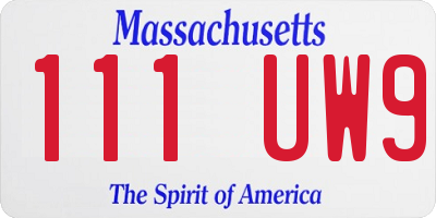 MA license plate 111UW9