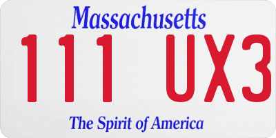 MA license plate 111UX3
