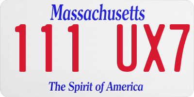 MA license plate 111UX7