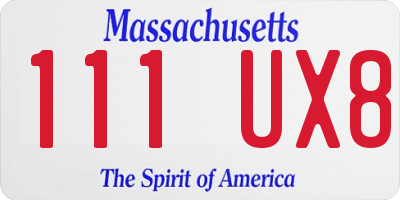 MA license plate 111UX8
