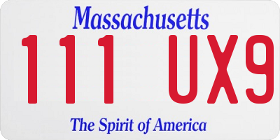MA license plate 111UX9
