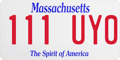 MA license plate 111UY0
