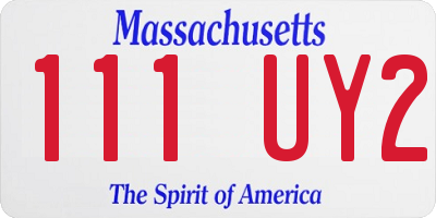 MA license plate 111UY2