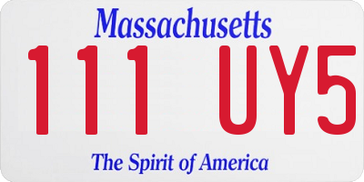 MA license plate 111UY5