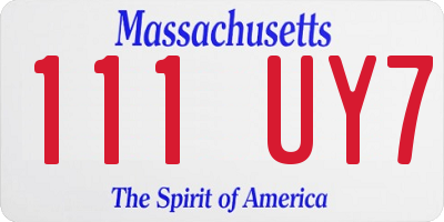 MA license plate 111UY7