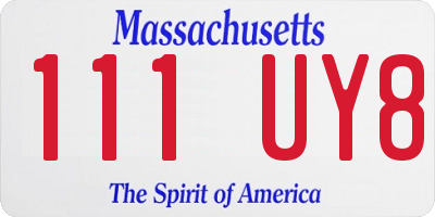 MA license plate 111UY8