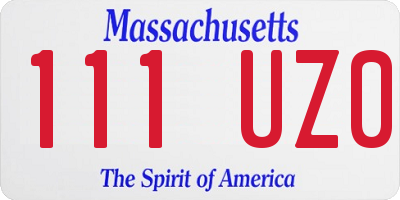 MA license plate 111UZ0