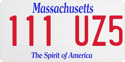 MA license plate 111UZ5