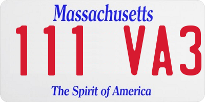 MA license plate 111VA3