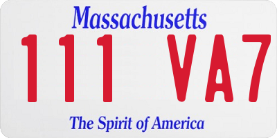 MA license plate 111VA7