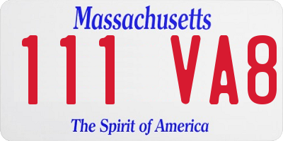 MA license plate 111VA8